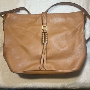 Stella & Dot Covet Sunday Bag Saddle Leather brown crossbody purse
